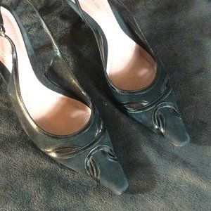 Ann Taylor Black Suede Slingback Pumps